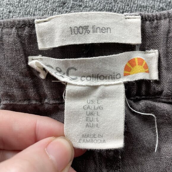 C&C Cargo Pants Womens Large Grey Linen Beach Coastal Lagenlook Pull On Jogger - Picture 6 of 10